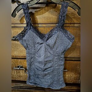 M. Rena Dark Blue Camisole Tank with Lace Detail